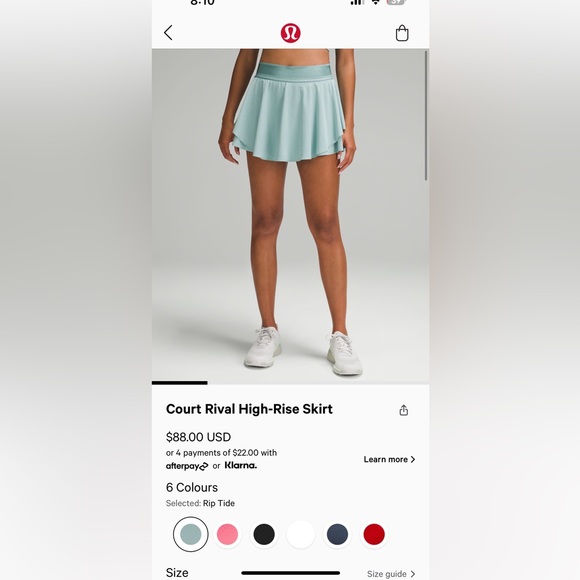 lululemon athletica Dresses & Skirts - Lululemon Court Rival High Rise Skirt in Bright Blue. Never worn. Size 12